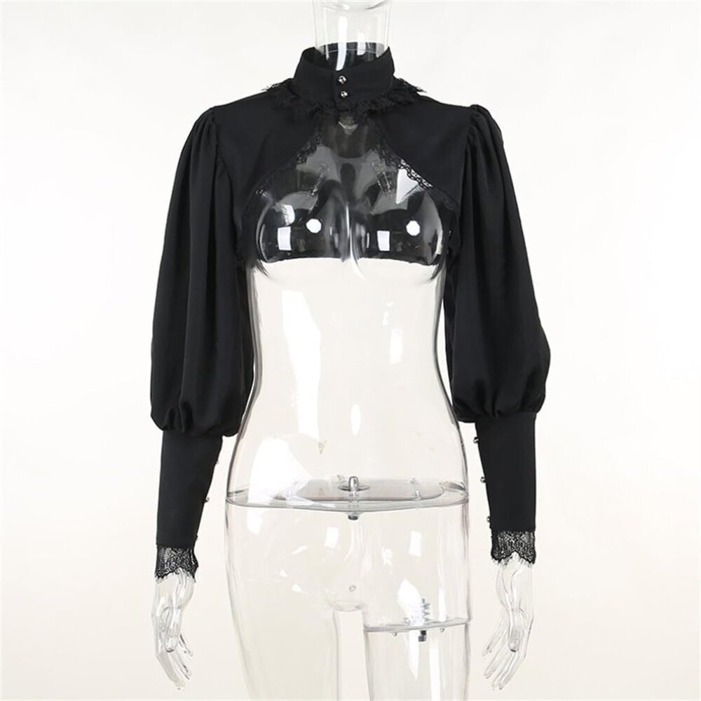 Women Black 4 Bolero Shrug Goth Crop Top Fairy Shrugs for Dresses - Picture 7 of 7